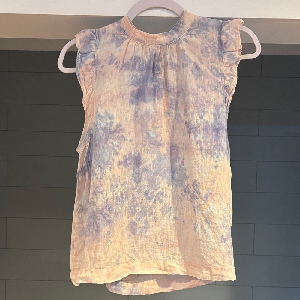 Cloth & Stone Pastel Tie-Dye Ruffle Sleeve Blouse